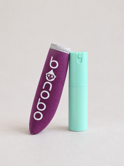 Bonobo baby bidet in Plum with the mint water spray bottle